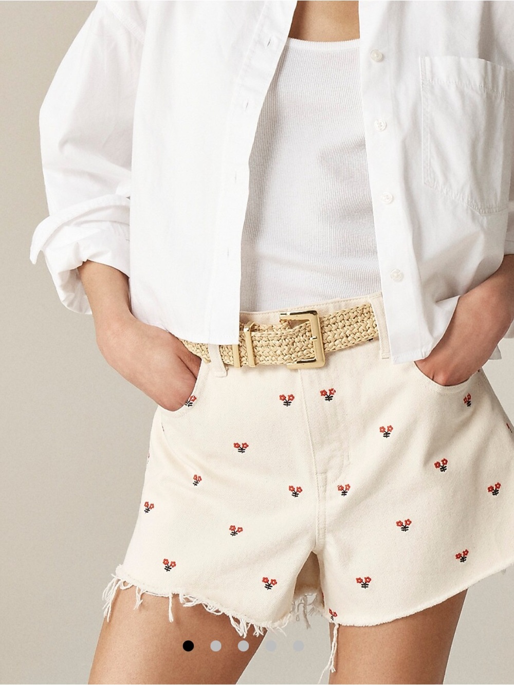 J. Crew Denim Shorts with Red Embroidery
